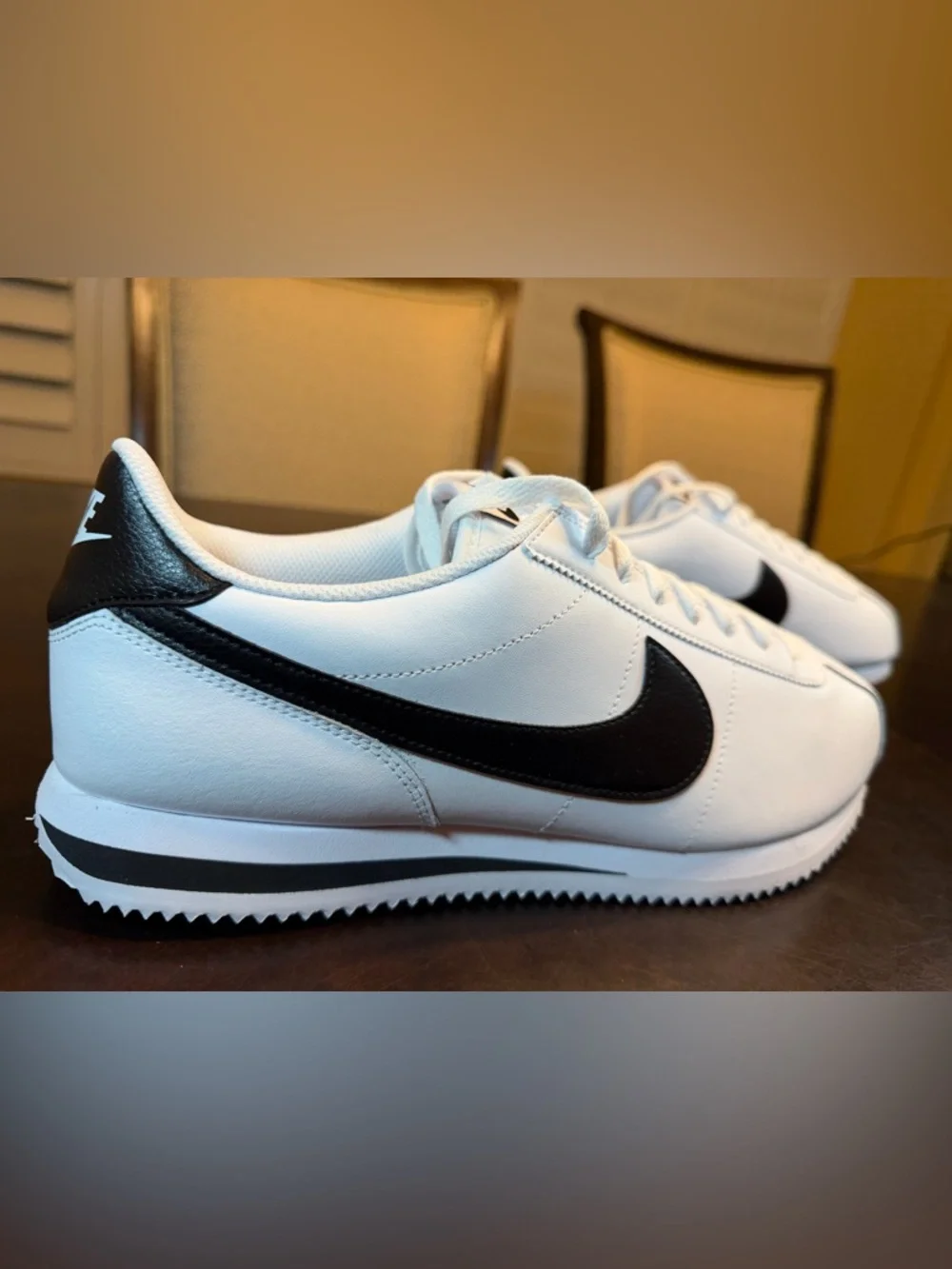 New Nike Cortez Leather White Black Sneaker Shoes Size US 12